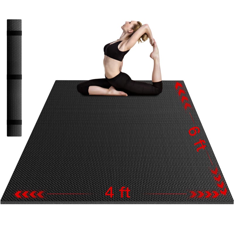 VTORY 8mm Large Workout Mat 6Ã—4 ft â€“ Extra Large Wide Yoga Mat & Pilates Mat Thick, Non-Slip Exercise Mat for Home Gym, Home Workout, HIIT, Strength, Stretching - Image 1