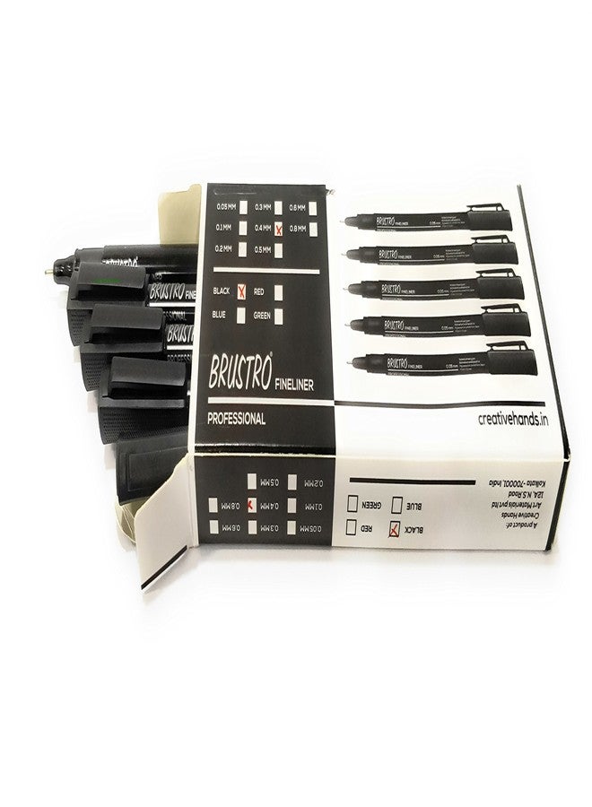 BRUSTRO Professional Pigment Based Fineliner Pen | Black, Box of 10, Tip sizes - 0.4 mm | Archival,Waterproof,UV Resistant Ink,Comfortable Grip, Ideal For Mandala,Drawing,Artist Illustration,Sketching - Image 3