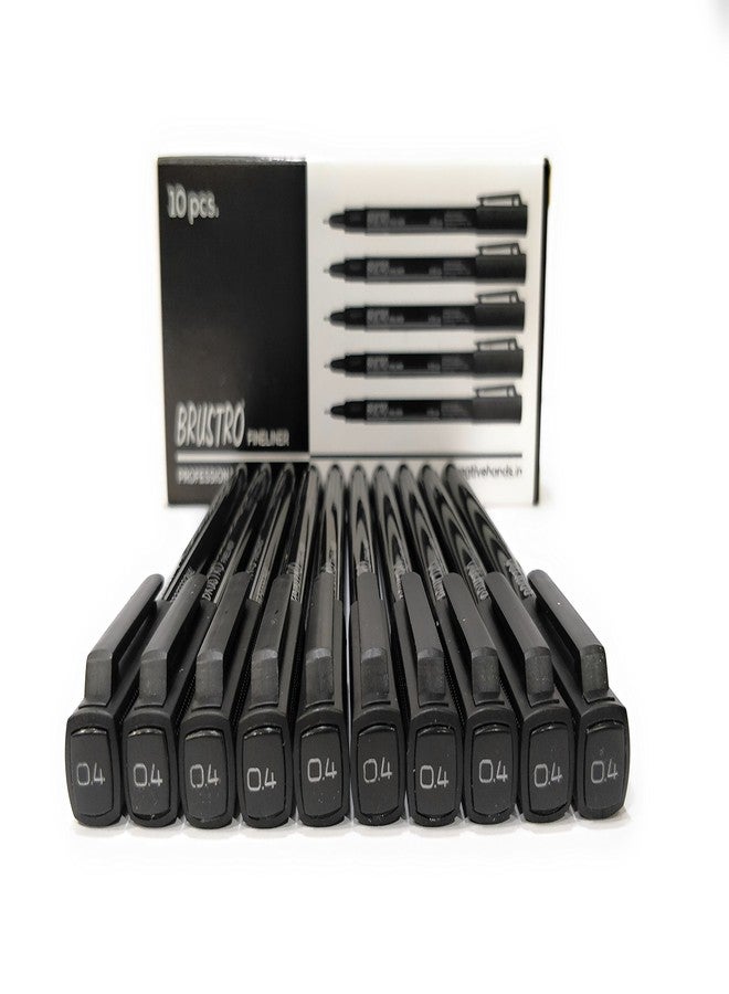 BRUSTRO Professional Pigment Based Fineliner Pen | Black, Box of 10, Tip sizes - 0.4 mm | Archival,Waterproof,UV Resistant Ink,Comfortable Grip, Ideal For Mandala,Drawing,Artist Illustration,Sketching - Image 1