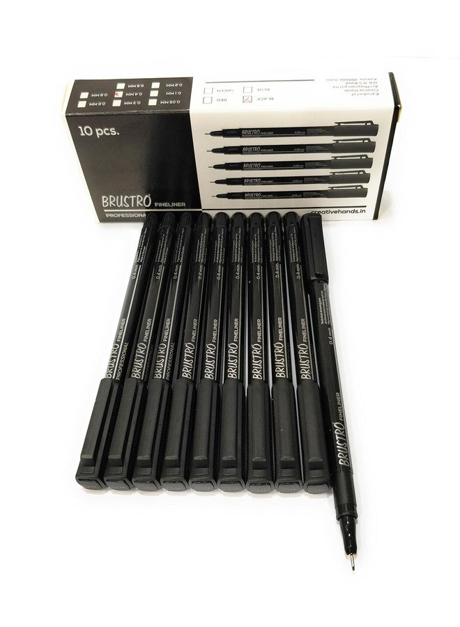 BRUSTRO Professional Pigment Based Fineliner Pen | Black, Box of 10, Tip sizes - 0.4 mm | Archival,Waterproof,UV Resistant Ink,Comfortable Grip, Ideal For Mandala,Drawing,Artist Illustration,Sketching - Image 2