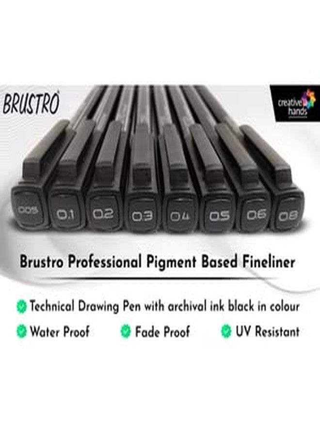 BRUSTRO Professional Pigment Based Fineliner Pen | Black, Box of 10, Tip sizes - 0.4 mm | Archival,Waterproof,UV Resistant Ink,Comfortable Grip, Ideal For Mandala,Drawing,Artist Illustration,Sketching - Image 5
