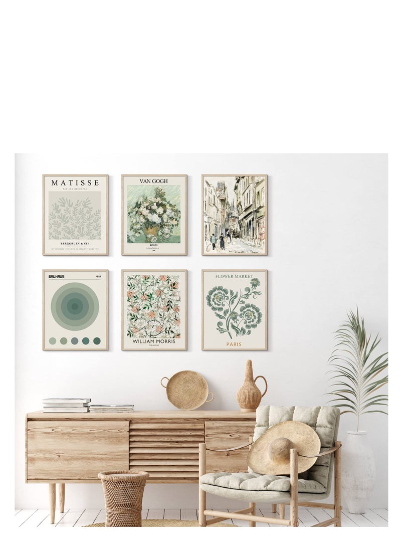 SYOSI Sage Green Master Wall Art Prints,Abstract Matisse Exhibition Posters , Vintage Boho Art, Retro Room Decor,Aesthetic Bedroom Art(8x10 Inch, Unframed) - Image 4