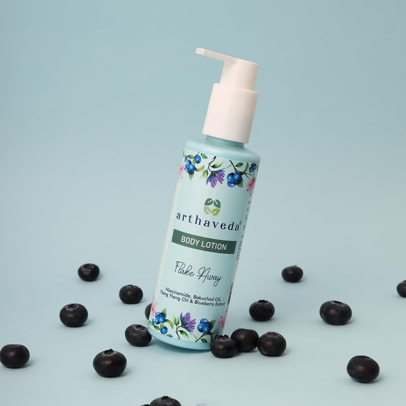 Arthaveda Body Lotion Flake Away  With Niacinamide Bakuchiol oil Ylang ylang Oil and Blueberry Extract  Quick Absorbing  Non Greasy  Suitable for All Skin Types  200 ml - Image 3
