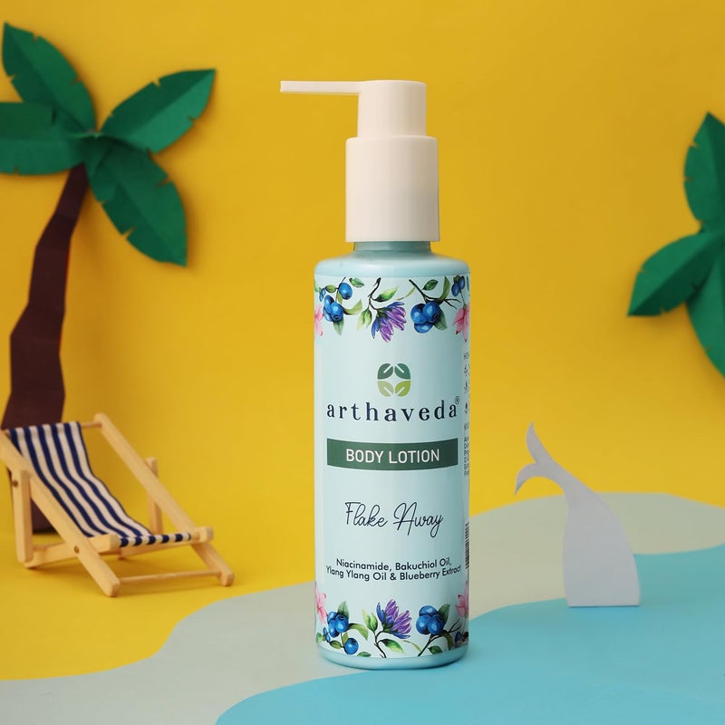 Arthaveda Body Lotion Flake Away  With Niacinamide Bakuchiol oil Ylang ylang Oil and Blueberry Extract  Quick Absorbing  Non Greasy  Suitable for All Skin Types  200 ml - Image 1