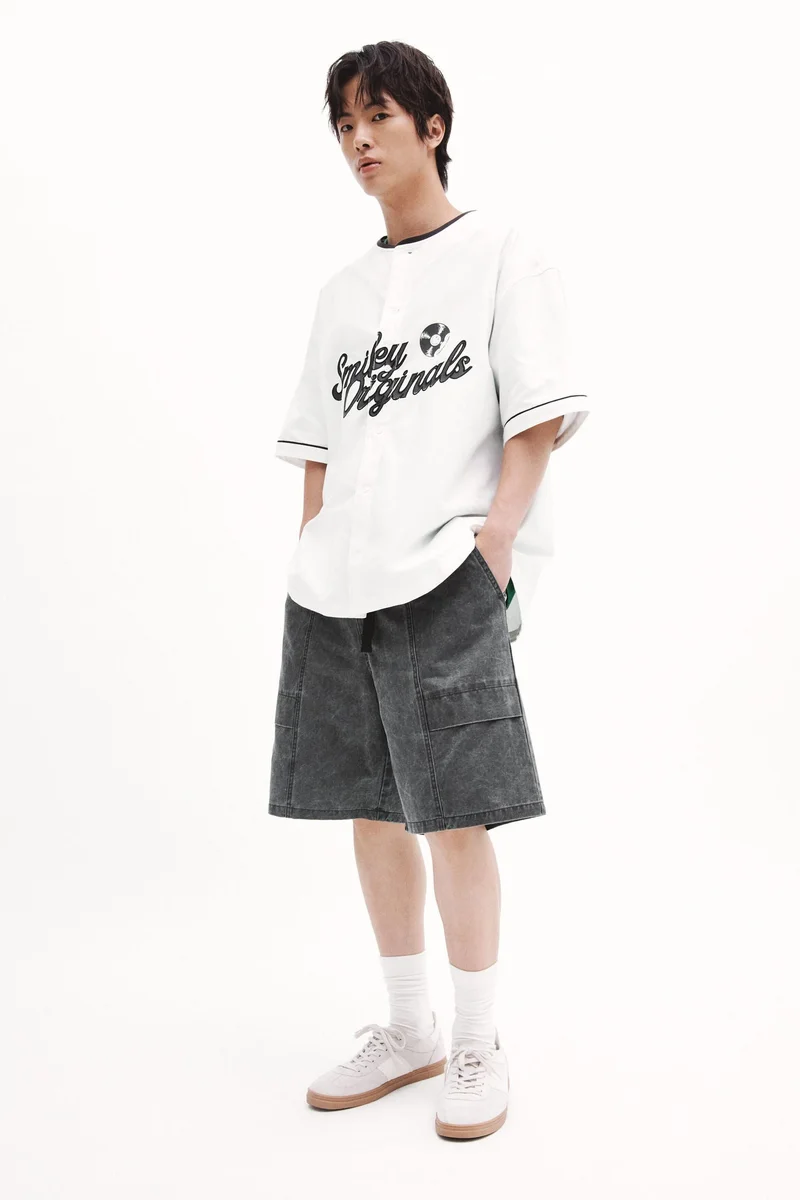H&M  Loose Fit Belted cotton utility shorts for Men | Best Price UAE