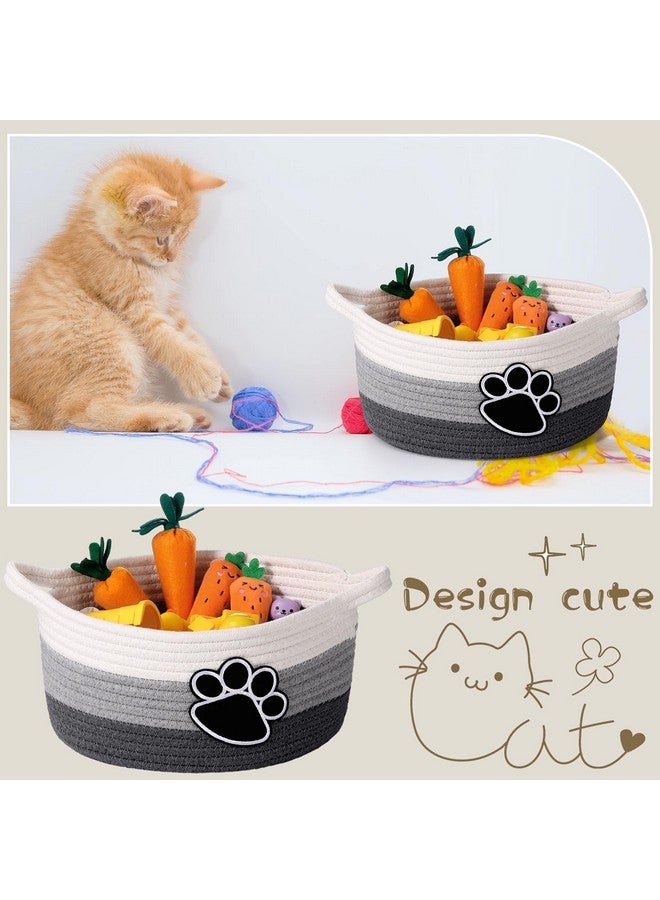 Perthlin Cute Dog Basket Cat Storage with Handles Decorative Basket for Dog Gift 11.8 x 11.81 x 5.91 Inch(Gray) - Image 4