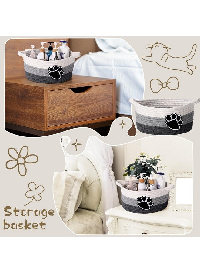 Perthlin Cute Dog Basket Cat Storage with Handles Decorative Basket for Dog Gift 11.8 x 11.81 x 5.91 Inch(Gray) - Image 5