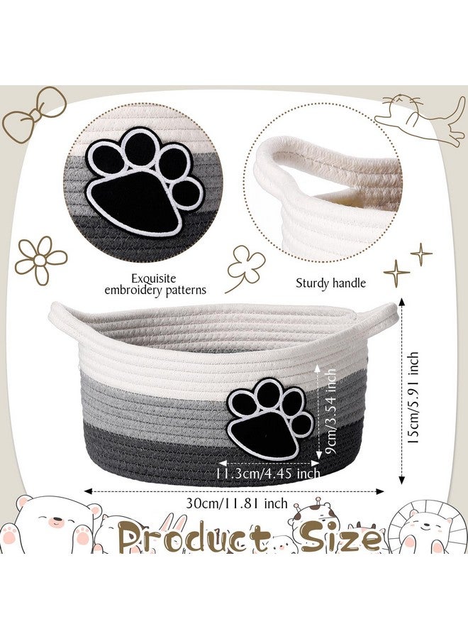 Perthlin Cute Dog Basket Cat Storage with Handles Decorative Basket for Dog Gift 11.8 x 11.81 x 5.91 Inch(Gray) - Image 2