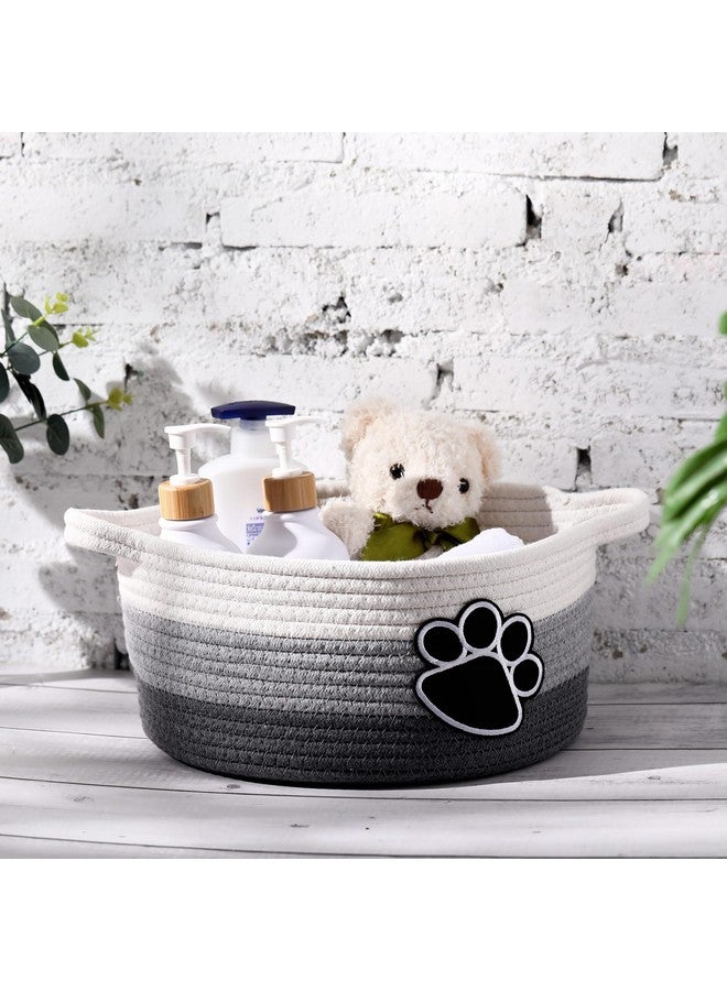 Perthlin Cute Dog Basket Cat Storage with Handles Decorative Basket for Dog Gift 11.8 x 11.81 x 5.91 Inch(Gray) - Image 3
