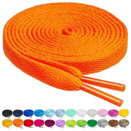 Birch Shoelaces in 27 Colors Flat 5/16" Shoe Laces in 4 Different Lengths (56" (142cm), Neon Orange) - Image 5