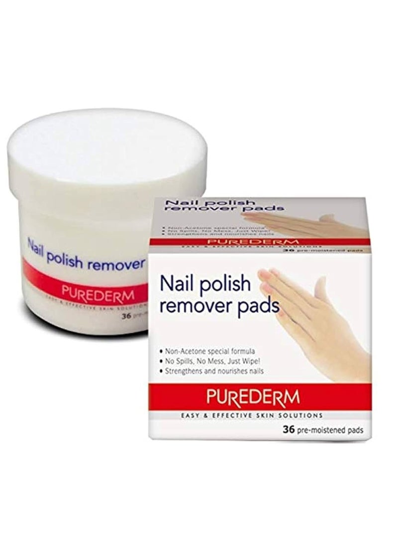 بيور ديرم وسادات إزالة طلاء الأظافر 36 وسادات مبللة مسبقًا