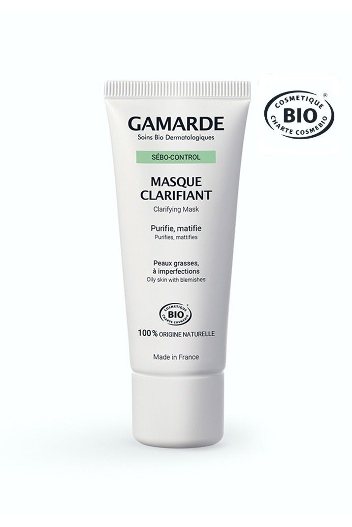 Clarifying Mask 40ml – Certified Organic Purifying Face Mask for Oily & Blemished Skin – Absorbs Excess Sebum, Eliminates Impurities & Tightens Pores with Organic Essential Oils – Vegan