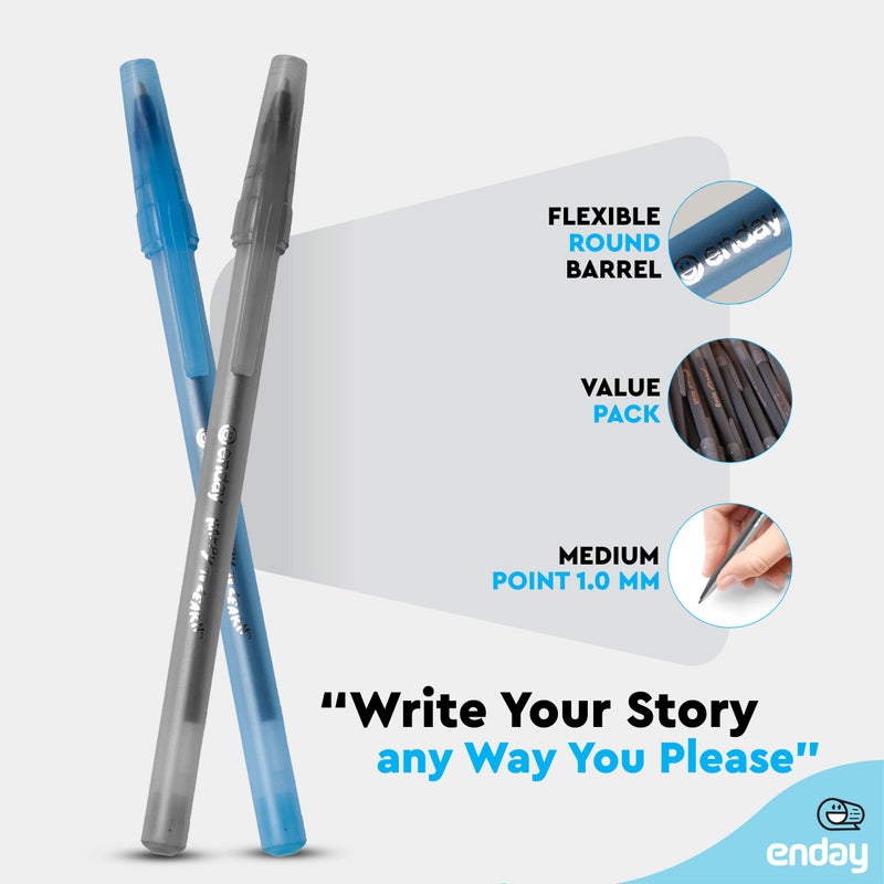 Enday Ballpoint Pens Bulk Blue and Black Pens (240 Pack) 120 Black & 120 Blue - Medium Point (1.0mm) Flexible Round Barrel For Writing Comfort, Pens Bulk for School, Home and Office. - Image 3