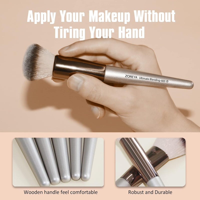 Raffaello ZOREYA Makeup Brushes, 15 Pcs Professional Premium Synthetic Brush Set, Foundation Powder Concealers Eye shadows Blush Makeup Brush Set (Champagne Gold) - Image 3