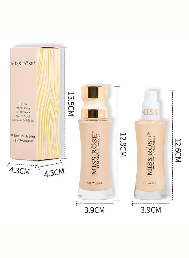 مس روز كريم أساس سائل مقاوم للماء وخالي من الزيت SPF10/PA، ثبات طويل طوال اليوم، تغطية كاملة، كريم أساس مزدوج فريد من نوعه، مكياج للوجه طويل الأمد غير قابل للتلطخ، خافي عيوب طبيعي وواضح، خفيف الوزن ويوحد لون البشرة (#بيج 07) - Image 5