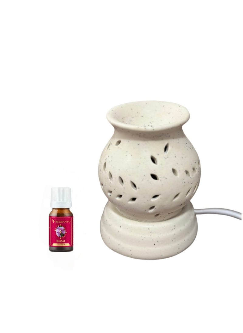 FREGRANTO Fregranto Electric Aroma Oil Diffuser Ceramic Essential Oil Burner with Orchid Essential Oil for Home Fragrance Diffuser with Orchid  - Image 1