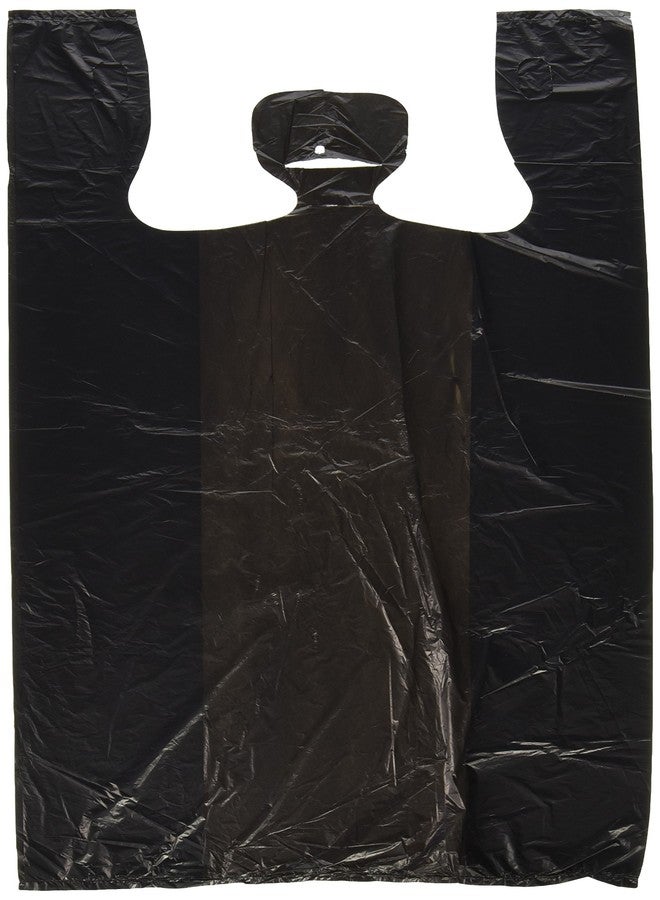 100ct Black Plastic T-Shirt Shopping Bags (6x4x15-13mic)