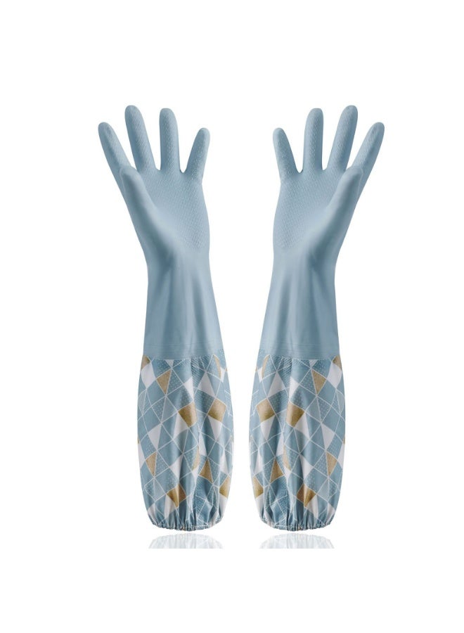 Housework Gloves for Washing Dishes and Vegetables, Household Cleaning, Laundry, Kitchen Elastic Band Mouth Rubber Latex Gloves, 2 Pairs - Image 3