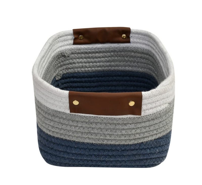 pepme Cotton shelf basket rectangular tri color 11x8x5  - Image 3