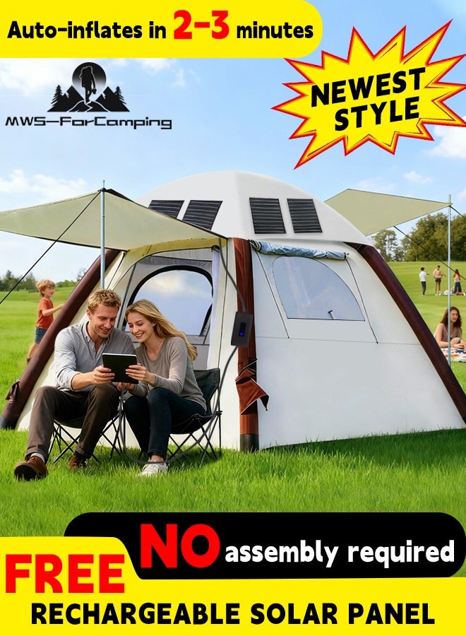 MWS-للتخييم خيمة شمسية لجميع الأحوال الجوية تتسع لـ 2-4 أشخاص - راحة قصوى مع مضخة كهربائية مدمجة وإعداد تلقائي وحقيبة ظهر للكمبيوتر المحمول مقاس 16 بوصة معتمدة للسفر بالطائرة للرجال والنساء لوحة شمسية شحن USB مقصورات ذكية جودة عالية مريحة متعددة الاستخدامات للكلية والأعمال والمشي لمسافات طويلة والسفر - Image 3