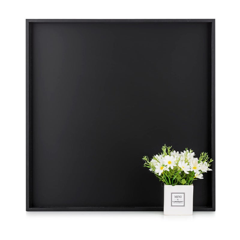 Hanobe Square Large Ottoman Tray Modern Extra Large Black Serving Decorative Trays with Cutout Handles for Living Room Coffee Table Home 20