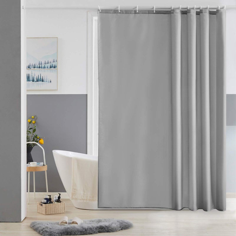 Furlinic Shower Curtains Extra Large Bathroom Waterproof Fabric Washable Liner Mould Proof Sets With 12 Plastic Rings 72 x 72 Grey