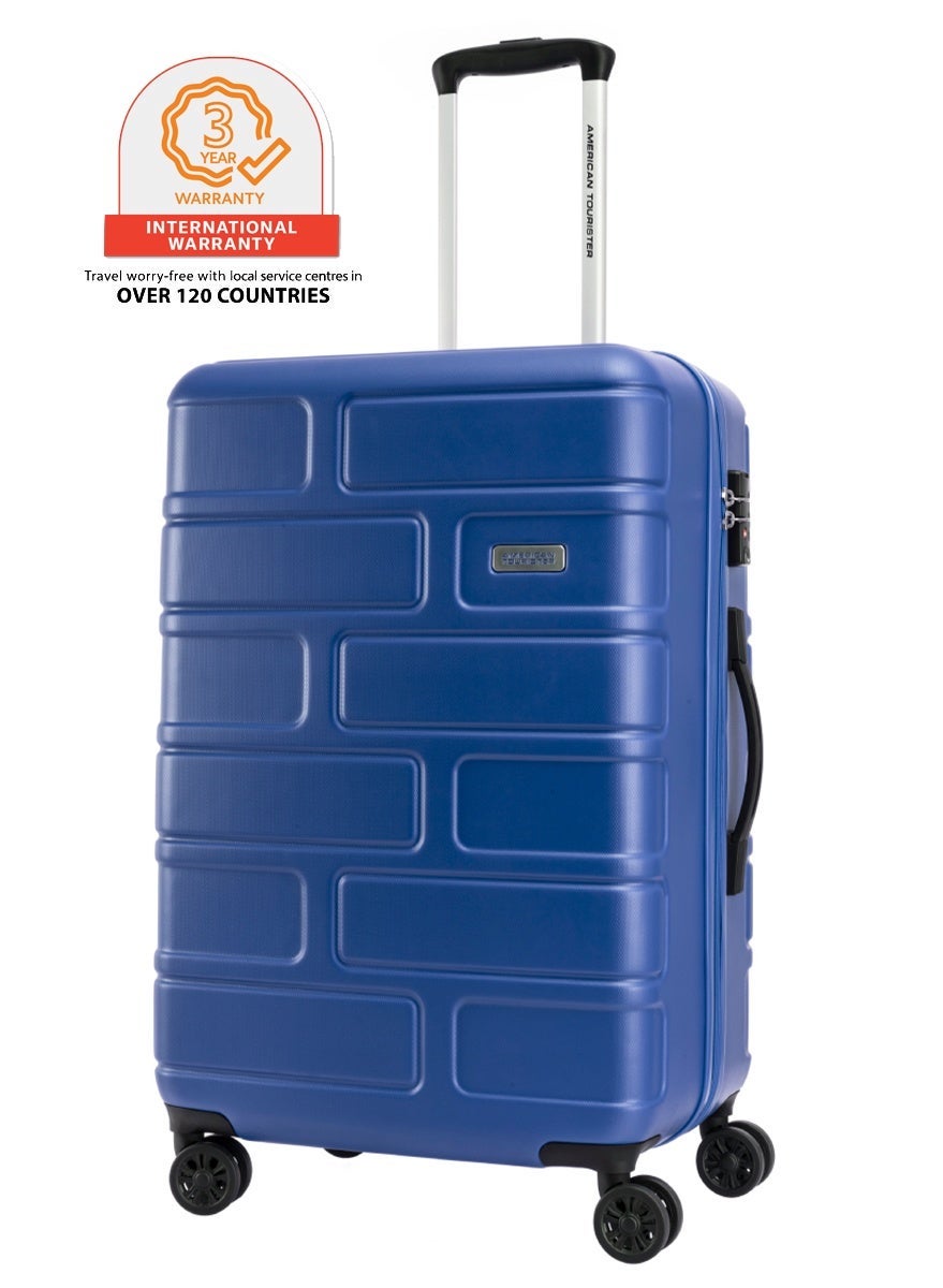 Bricklane Suitcase, Check-In Size 69 cm / 25 inch, 4 Spinner Wheels, Hard Top, Polycarbonate, Oxford Blue|Lightweight|Scratch & Impact Resistance|TSA Lock|Inner Mesh Zippered Pocket - 3 Years International Warranty