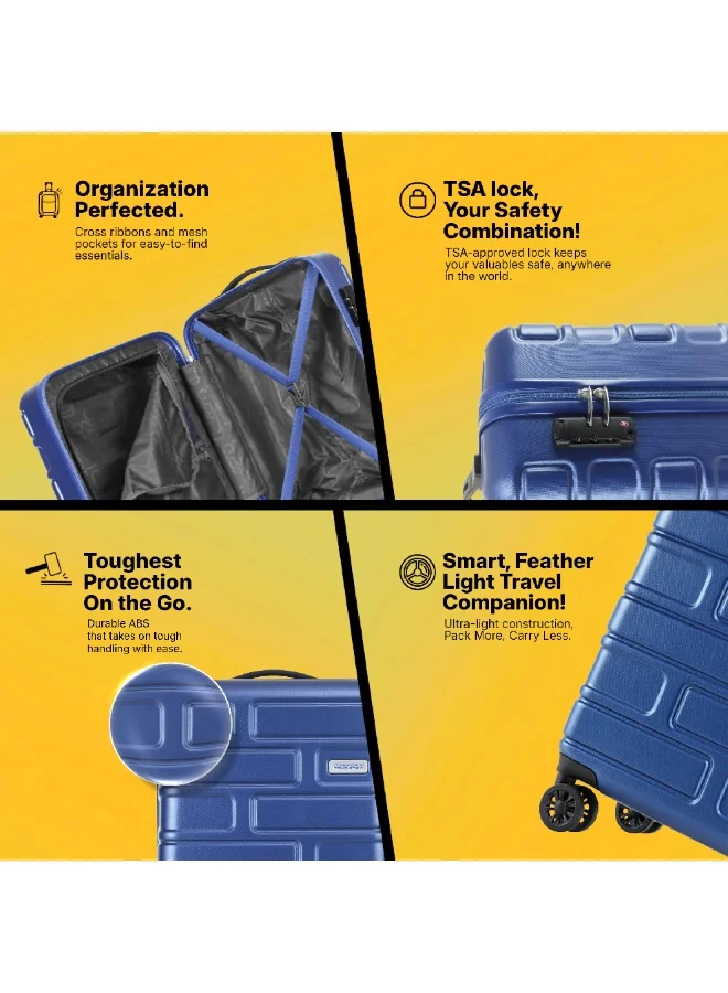 American Tourister 69 cm / 25 inch Bricklane Suitcase, Check-In Size 69 cm / 25 inch, 4 Spinner Wheels, Hard Top, Polycarbonate, Oxford Blue|Lightweight|Scratch & Impact Resistance|TSA Lock|Inner Mesh Zippered Pocket - 3 Years International Warranty  | Best Price UAE