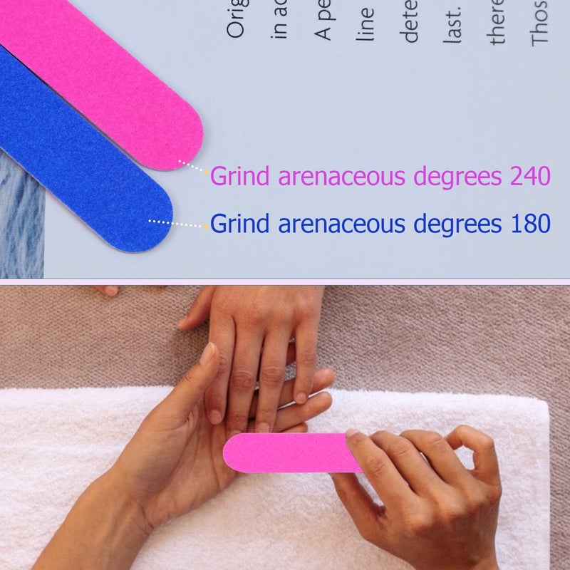 Aternal 50 Packs Mini Nail Files Disposable Double Sided Nail Buffer Travel Size Emery Boards for Natural Nails Nail Files and Buffers for Home and Professional Manicure Tools Pink and Blue - Image 3