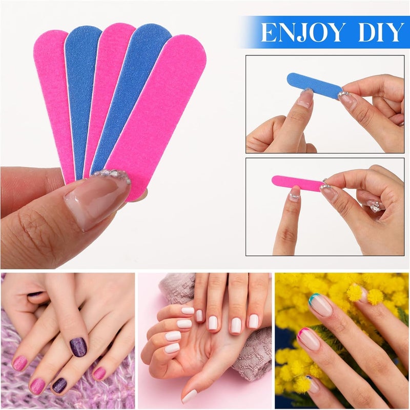Aternal 50 Packs Mini Nail Files Disposable Double Sided Nail Buffer Travel Size Emery Boards for Natural Nails Nail Files and Buffers for Home and Professional Manicure Tools Pink and Blue - Image 4