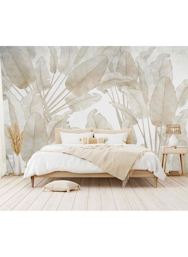 WFBHUA Beige Banana Leaf Wallpaper Peel and Stick Tropical Self-Adhesive Wall Mural for Living Room Bedroom 82"x57" - Image 1