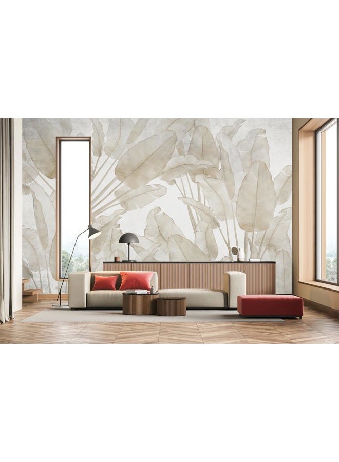WFBHUA Beige Banana Leaf Wallpaper Peel and Stick Tropical Self-Adhesive Wall Mural for Living Room Bedroom 82"x57" - Image 2