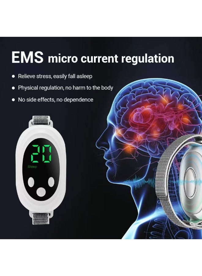 سوار معصم مساعد على النوم بتقنية EMS، جهاز استرخاء بتيار دقيق بـ 20 مستوى مع شاشة عرض، وضع مزدوج لتخفيف التوتر - Image 2