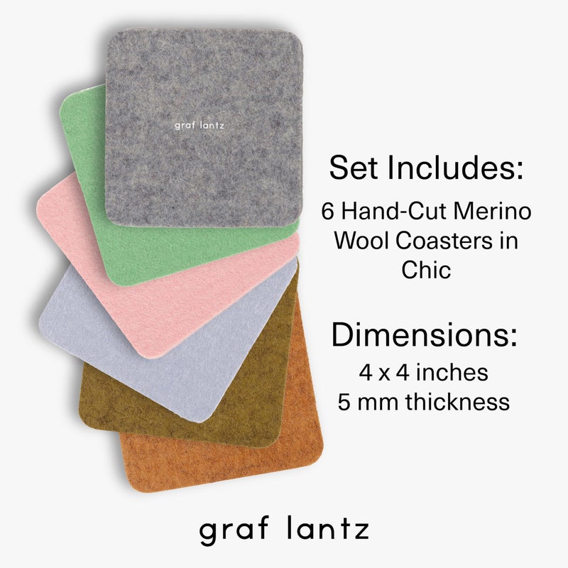 Graf Lantz - Bierfilzl Felt Coasters - Square - 100 ٪ Merino Wool - الرطوبة الفتان - مقاومة للحرارة - مستدامة - ديكور المنزل - هدية Housewarming - 6 كوستر مجموعة - 4 "" × 4 "" × 5 مم - شيك - Image 4