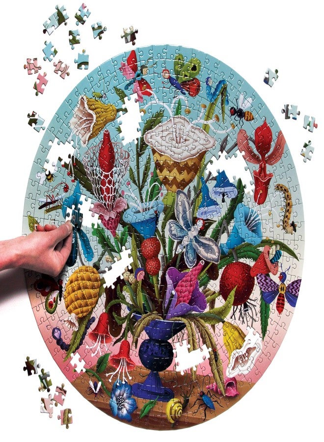 eeBoo: Piece and Love Crazy Bug Bouquet 500 Piece Round Jigsaw Puzzle, High Quality Jigsaw Puzzle for Adults and Families, Includes Glossy and Sturdy Pieces - Image 3