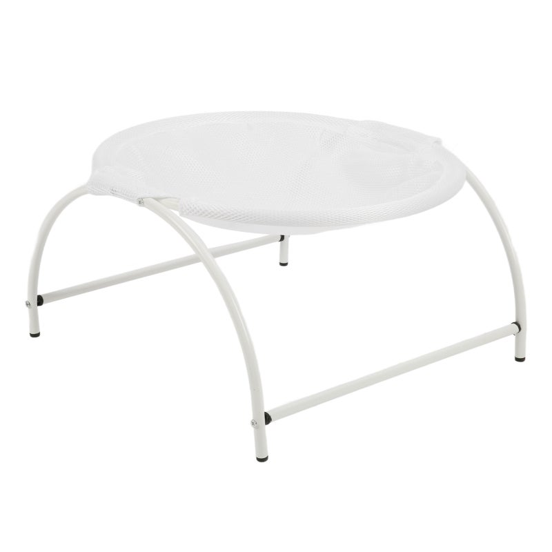 Cat Hammock Bed: White Breathable Mesh Canvas - Sturdy Stainless Steel Frame Elevated Pet Bed for Indoor Outdoor Small Cats Small Dogs - Image 3