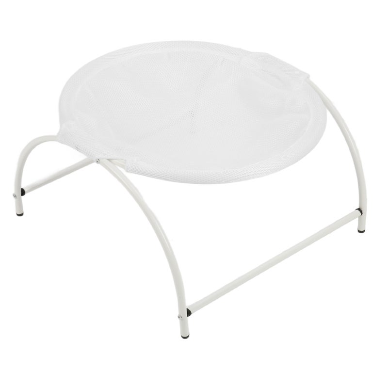 Cat Hammock Bed: White Breathable Mesh Canvas - Sturdy Stainless Steel Frame Elevated Pet Bed for Indoor Outdoor Small Cats Small Dogs - Image 1