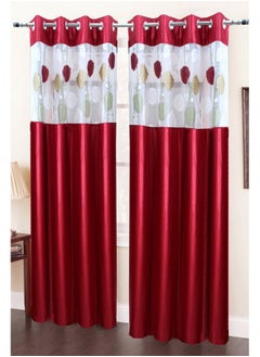 Homefab India Homefab India 2 Piece RusselNet Eyelet Door Curtain - 7ft, Maroon  - Image 1