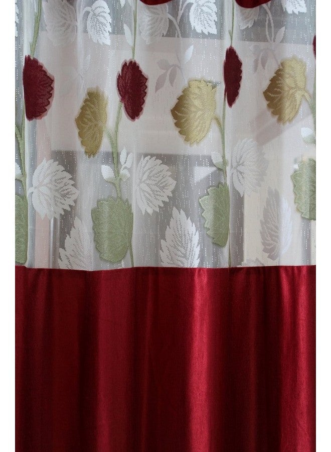 Homefab India 2 Piece RusselNet Eyelet Door Curtain - 7ft, Maroon - Image 3