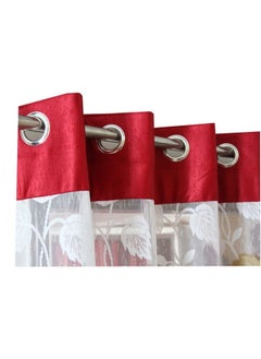 Homefab India Homefab India 2 Piece RusselNet Eyelet Door Curtain - 7ft, Maroon  - Image 2