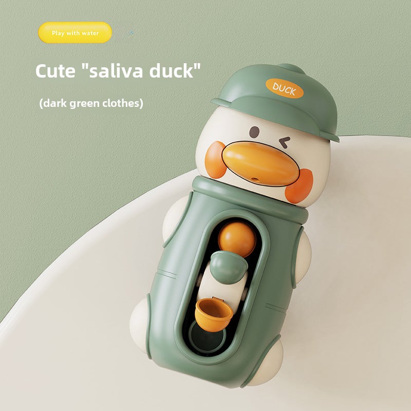Summer stall children's bathroom turn baby bath spray water swimming car Chenghai toys wholesale small gifts(Duck water car dark green) - Image 1