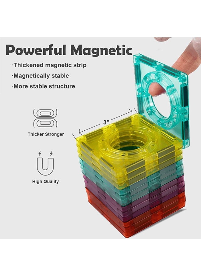 Magnetic Tiles 136 Pcs and Marble Run Set - STEM Toys Building Blocks for Kids Ages 3 and Up - Compatible with Major Brands - Idea Gift for Kids with Enlightenment Stickers Creative Guide