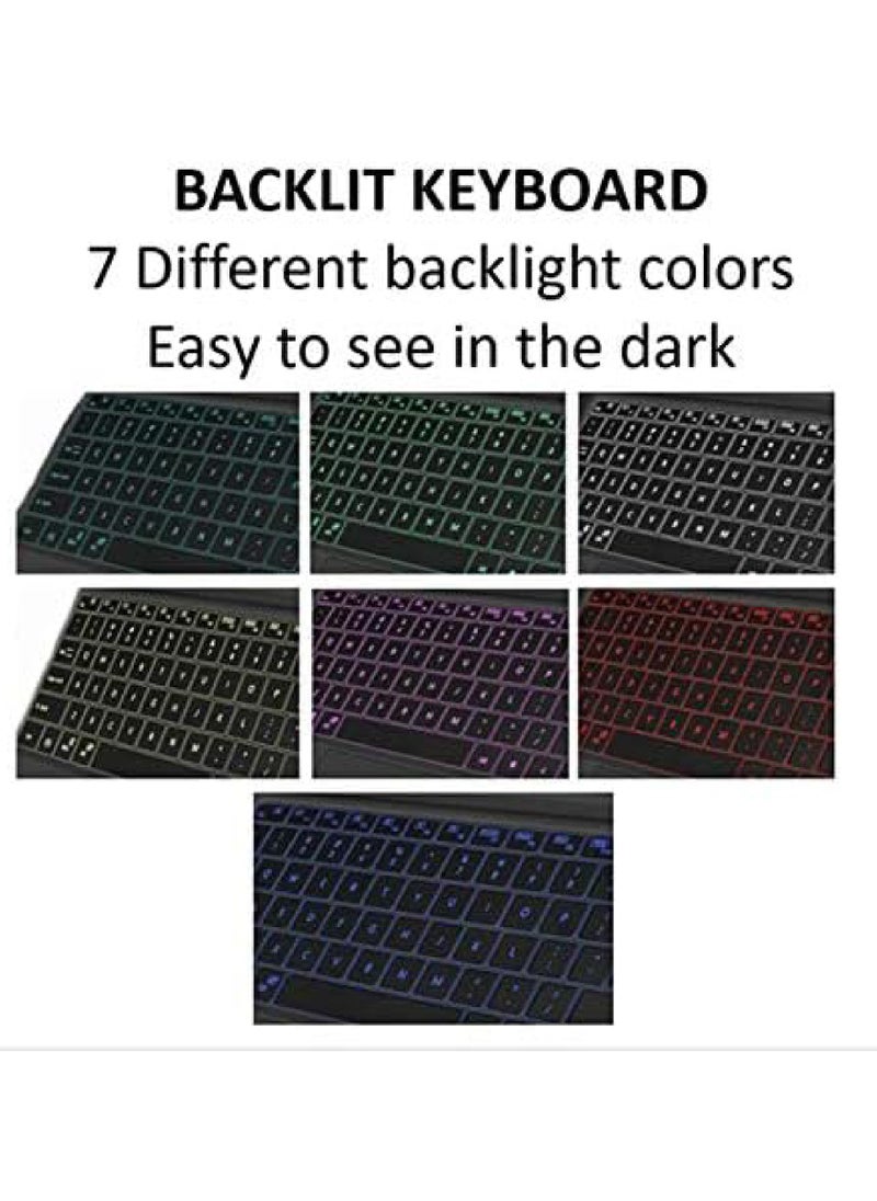 Rock Pow - Arabic Wireless Keyboard Type Cover Trackpad Mouse Replacement for Microsoft Surface Pro 7 Pro 6 Pro 5 Pro 4 Pro 3 Bluetooth Keyboard 7-Color LED Backlit Ultra-Slim Rechargeable Battery Multi-Touch - Image 1