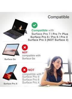 Rock Pow Arabic Wireless Keyboard Type Cover Trackpad Mouse Replacement for Microsoft Surface Pro 7 Pro 6 Pro 5 Pro 4 Pro 3 Bluetooth Keyboard 7-Color LED Backlit Ultra-Slim Rechargeable Battery Multi-Touch  - Image 2