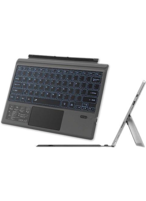 Arabic Wireless Keyboard Type Cover Trackpad Mouse Replacement for Microsoft Surface Pro 7 Pro 6 Pro 5 Pro 4 Pro 3 Bluetooth Keyboard 7-Color LED Backlit Ultra-Slim Rechargeable Battery Multi-Touch