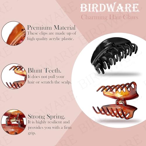 BIRDWARE Hair Clutcher Claw Clip Stone Butterfly Clips Hair Clips For Women & Girls (Pack of 2, Big-Size, Multi Color, Acrylic Material) - Image 4
