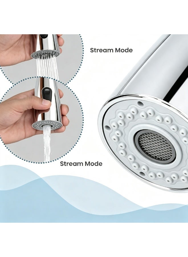 CM 8524 CRM Pull-Out Kitchen Faucet – Chrome Finish Modern Kitchen Mixer Tap - Image 2