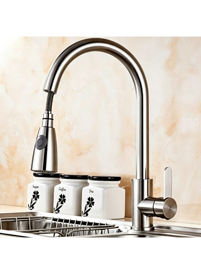 CM 8524 CRM Pull-Out Kitchen Faucet – Chrome Finish Modern Kitchen Mixer Tap - Image 3