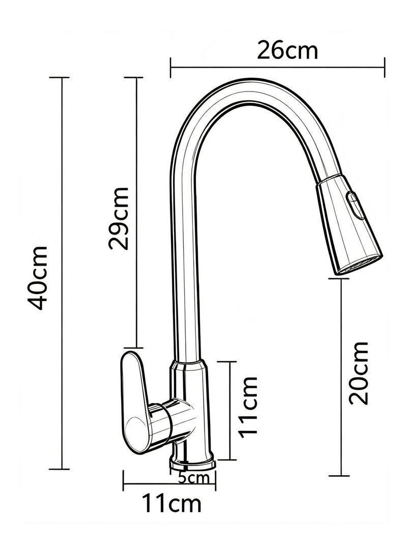 CM 8524 CRM Pull-Out Kitchen Faucet – Chrome Finish Modern Kitchen Mixer Tap - Image 5