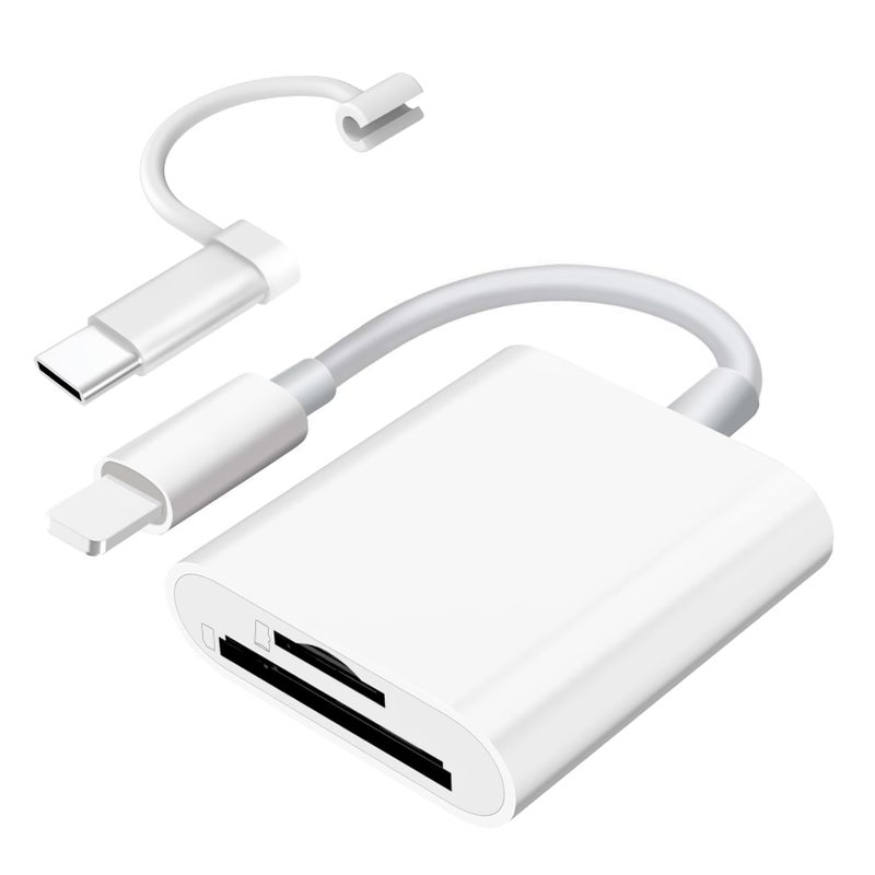 SUNTRSI SD Card Reader for iPhone iPad Camera,Dual Card Slot Memory Card Reader Supports SD and TF Card Trail Camera Viewer Sd Card Adapter Portable Micro Sd Card Reader No Application Required Plug and Play - Image 1